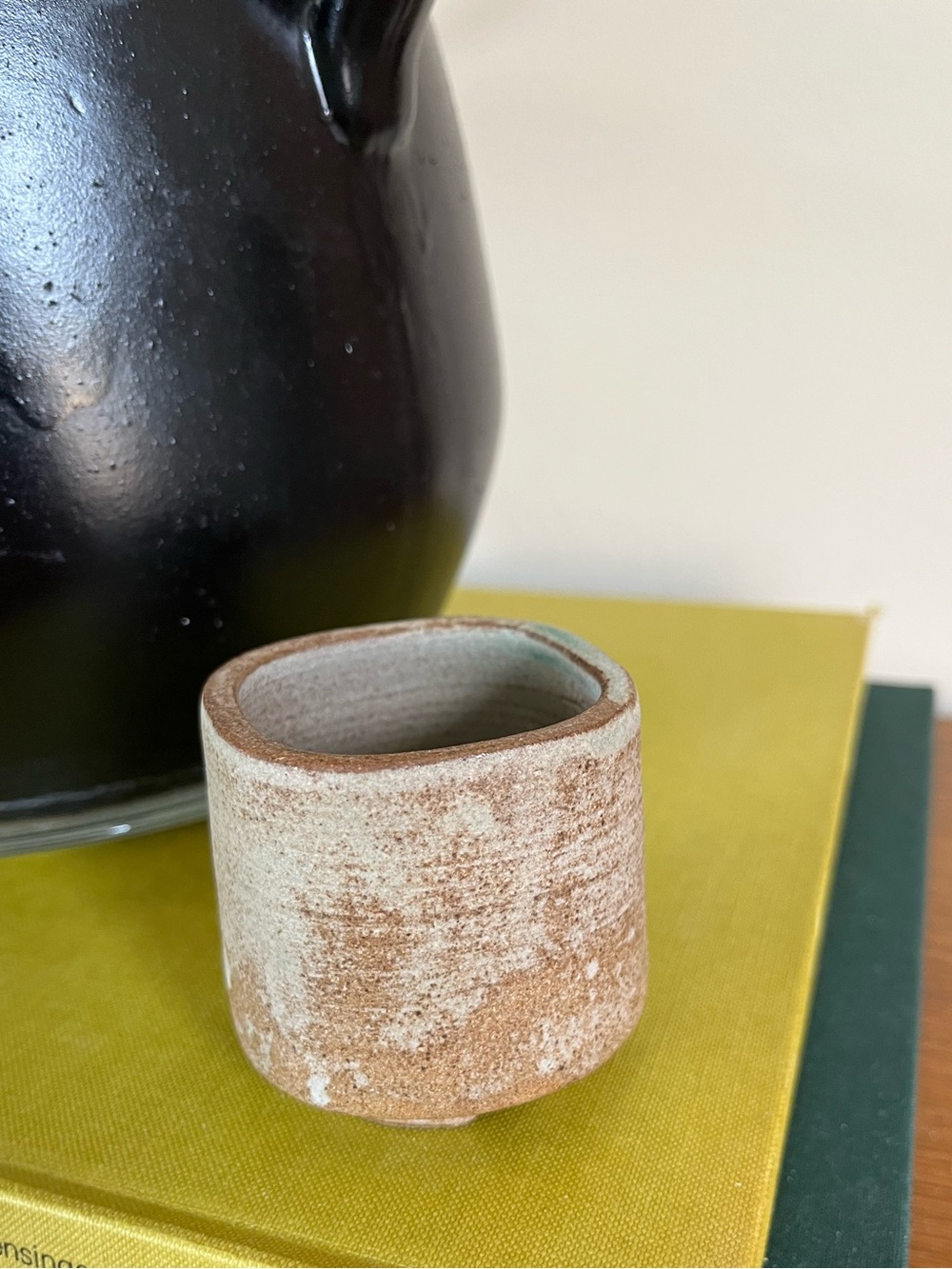 Handcrafted Ceramic Mini Planter in Natural Brown and Cream